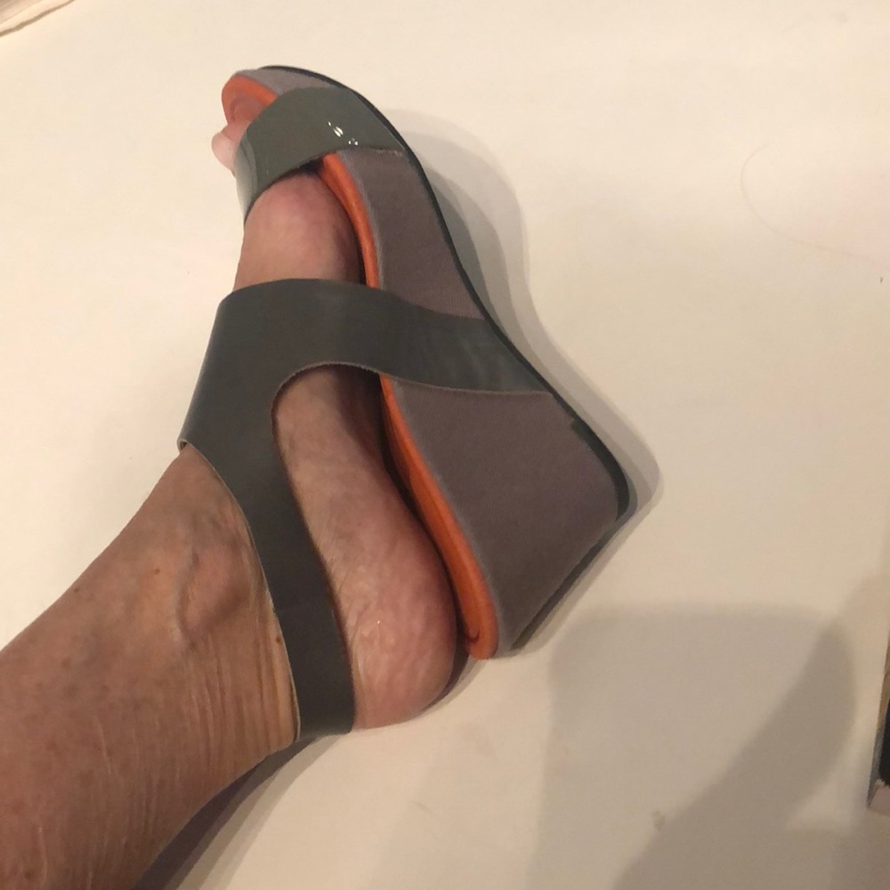 Gray platform sandals